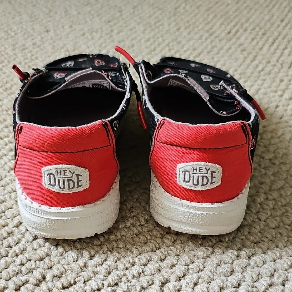 Hey Dude Black and Red Moccasin Shoes